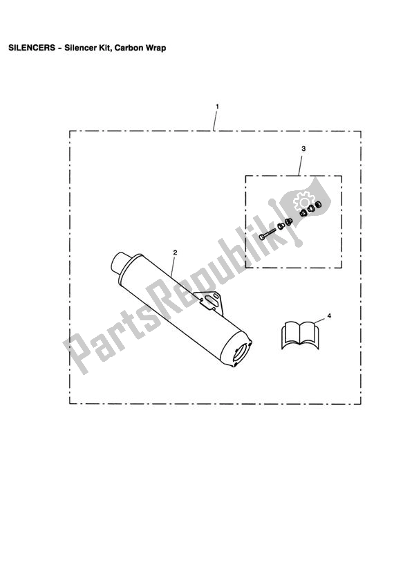 All parts for the Silencer Kit, Carbon Wrap of the Triumph Daytona 600 & 650 2004 - 2008