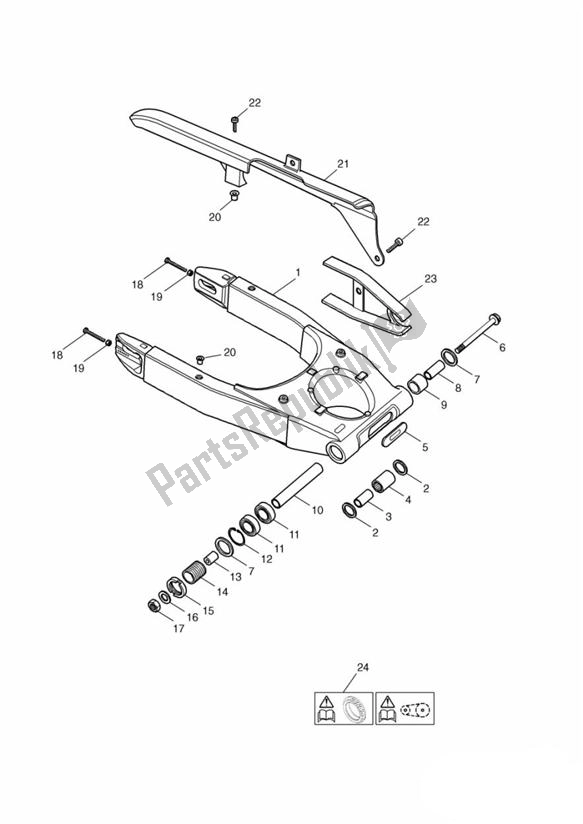 Todas las partes para Brazo Oscilante de Triumph Daytona 600 & 650 2004 - 2008