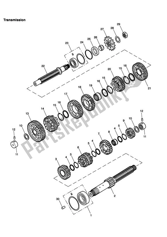 Todas las partes para Transmisión de Triumph Daytona 600 & 650 2004 - 2008