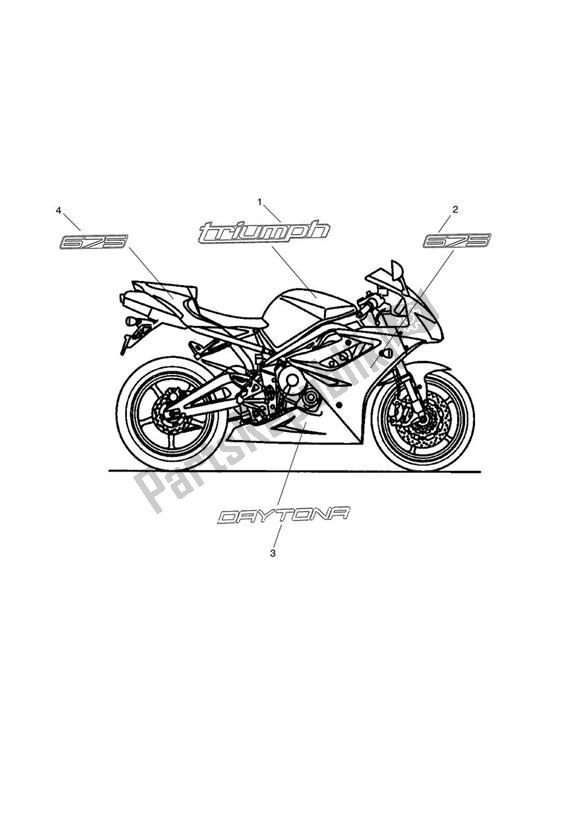 Todas las partes para Bodywork - Decals; 498021 > de Triumph Daytona 675 VIN: > 381275 2006 - 2008