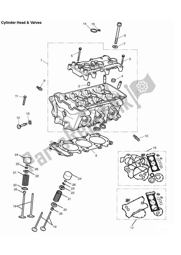 All parts for the Cylinder Head & Valves of the Triumph Daytona 675 VIN: > 381275 2006 - 2008