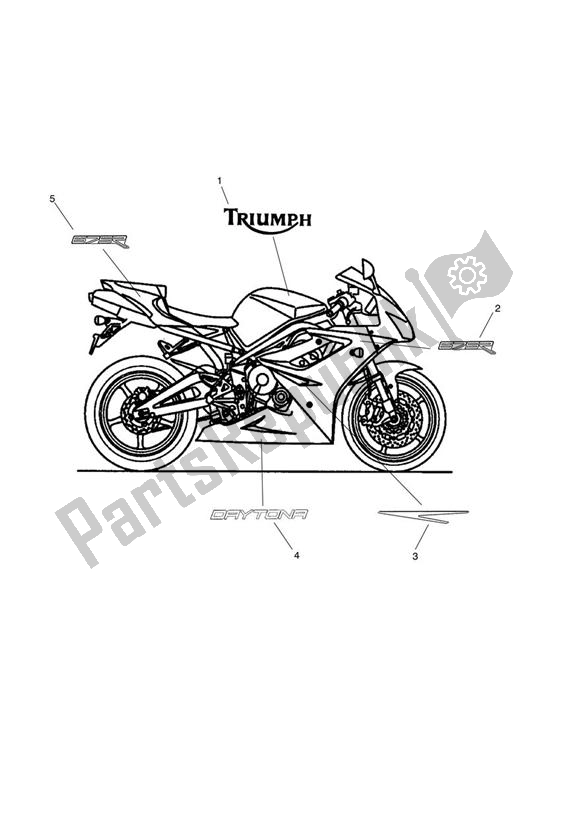 Todas las partes para Decals - Daytona 675r de Triumph Daytona 675 VIN: > 381275 2006 - 2008