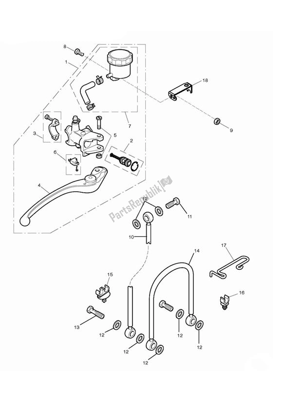 Wszystkie części do Front Brake Master Cylinder & Hoses - Excluding 675r Triumph Daytona 675 VIN: > 381275 2006 - 2008