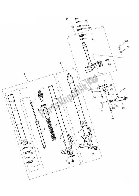 All parts for the Front Forks & Yokes - Excluding 675r of the Triumph Daytona 675 VIN: > 381275 2006 - 2008