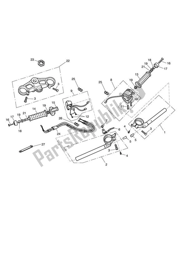 All parts for the Handlebars & Switches of the Triumph Daytona 675 VIN: > 381275 2006 - 2008