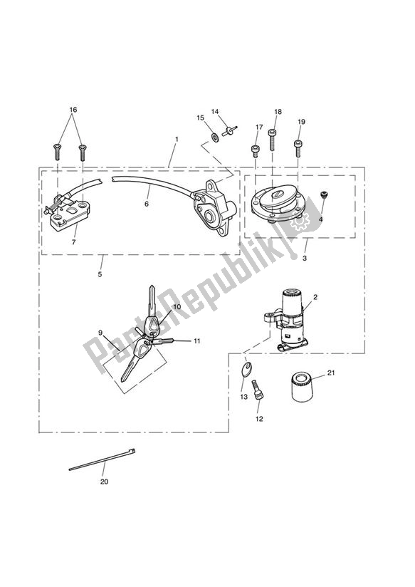 Toutes les pièces pour le Interrupteur D'allumage Et Ensemble De Verrouillage du Triumph Daytona 675 VIN: > 381275 2006 - 2008