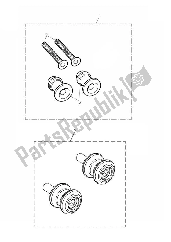 All parts for the Paddock Stand Bobbin Kits of the Triumph Daytona 675 VIN: > 381275 2006 - 2008