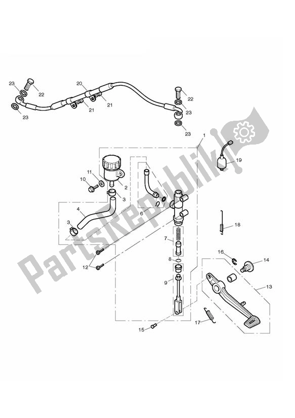 Todas las partes para Freno Trasero Cilindro Maestro, Depósito Y Pedal de Triumph Daytona 675 VIN: > 381275 2006 - 2008