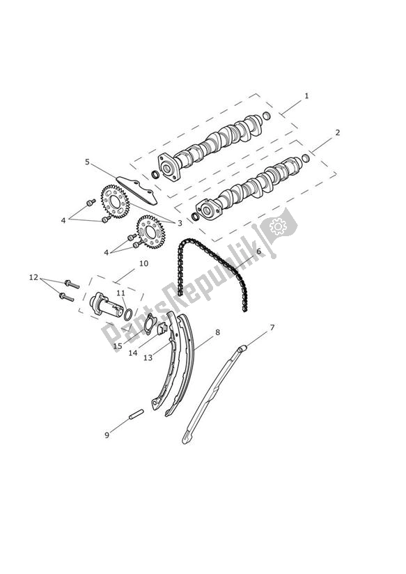 Todas las partes para árbol De Levas Y Transmisión Del árbol De Levas de Triumph Daytona 675 VIN 564948 > 2013 - 2014