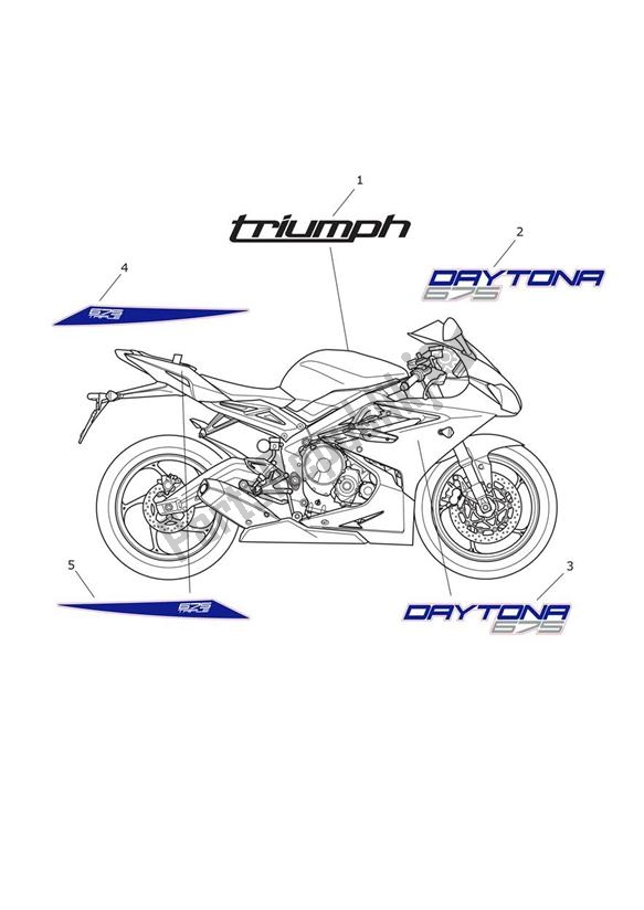All parts for the Decals of the Triumph Daytona 675 VIN 564948 > 2013 - 2014
