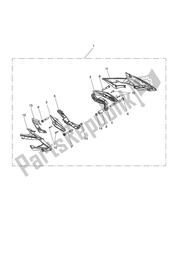 Tutte le parti per il Frame Protector Kit del Triumph Daytona 675 VIN 564948 > 2013 - 2014