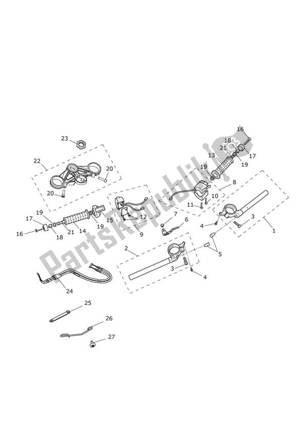 All parts for the Handlebars & Switches of the Triumph Daytona 675 VIN 564948 > 2013 - 2014