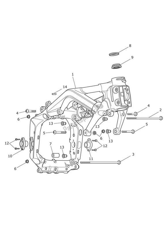 All parts for the Main Frame & Fittings of the Triumph Daytona 675 VIN 564948 > 2013 - 2014