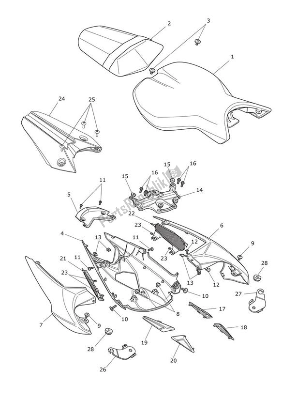 Wszystkie części do Tylne Nadwozie I Siedzenie Triumph Daytona 675 VIN 564948 > 2013 - 2014