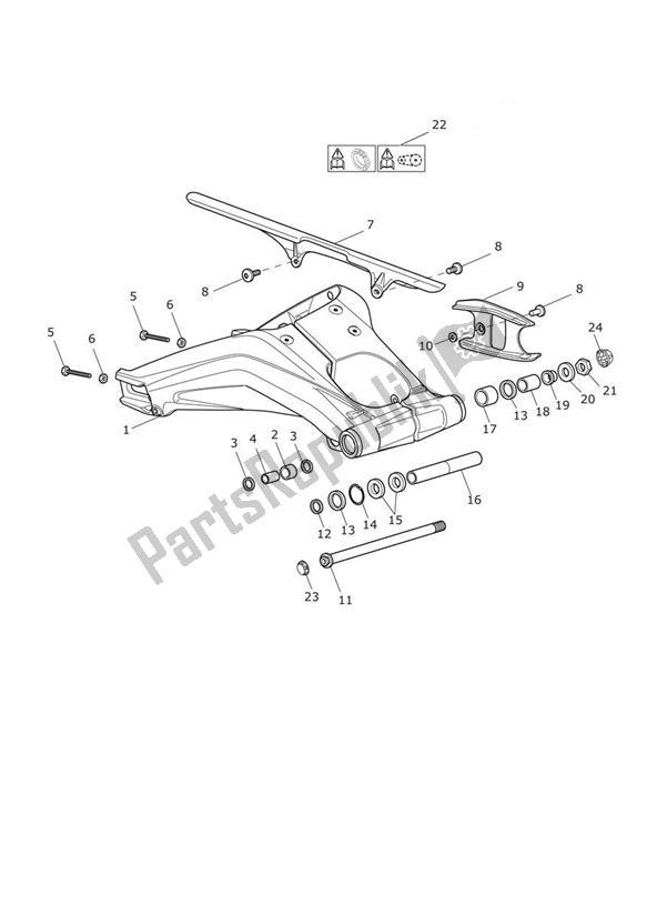 Tutte le parti per il Forcellone Posteriore del Triumph Daytona 675 VIN 564948 > 2013 - 2014