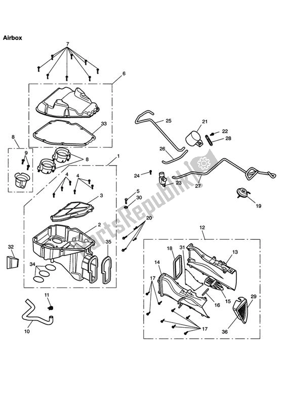 All parts for the Airbox of the Triumph Daytona 675 VIN: < 381274 2006 - 2008