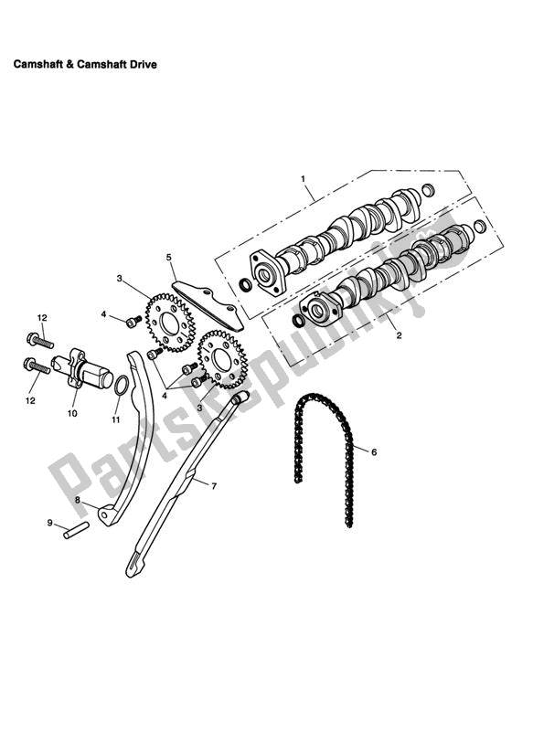 All parts for the Camshaft & Camshaft Drive of the Triumph Daytona 675 VIN: < 381274 2006 - 2008