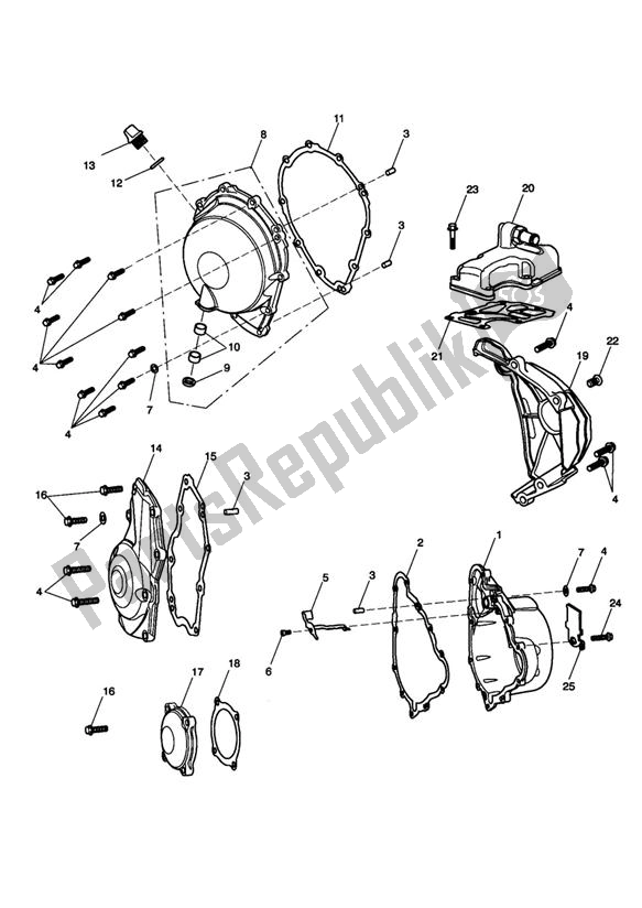 All parts for the Engine Covers of the Triumph Daytona 675 VIN: < 381274 2006 - 2008