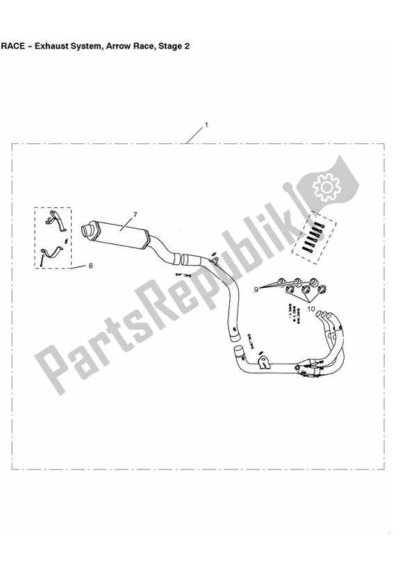 All parts for the Exhaust System, Arrow Race, Stage 2 of the Triumph Daytona 675 VIN: < 381274 2006 - 2008