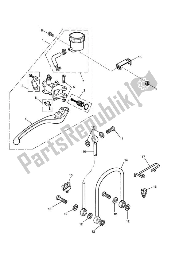 All parts for the Front Brake Master Cylinder & Hoses of the Triumph Daytona 675 VIN: < 381274 2006 - 2008