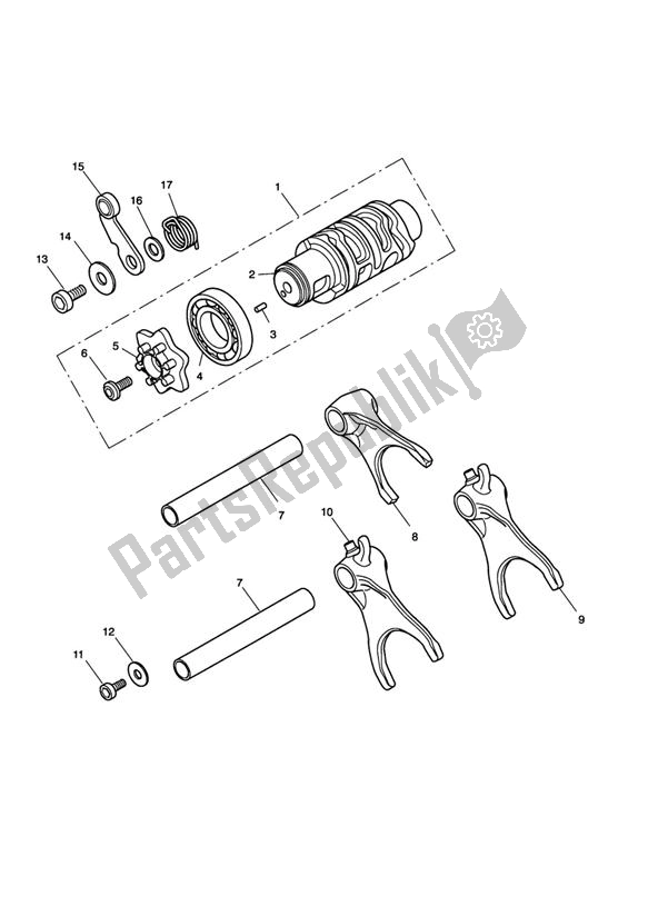All parts for the Gear Selector Drum of the Triumph Daytona 675 VIN: < 381274 2006 - 2008
