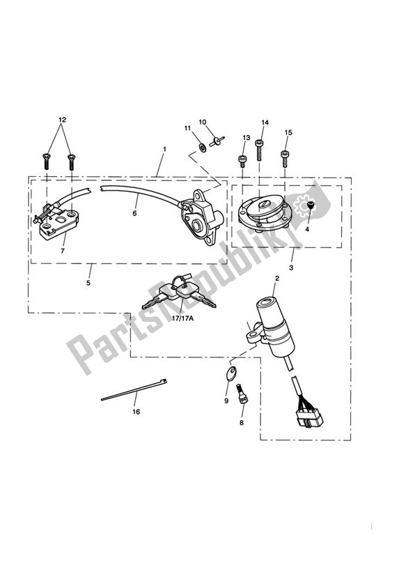 Todas las partes para Interruptor De Encendido Y Juego De Cerradura de Triumph Daytona 675 VIN: < 381274 2006 - 2008