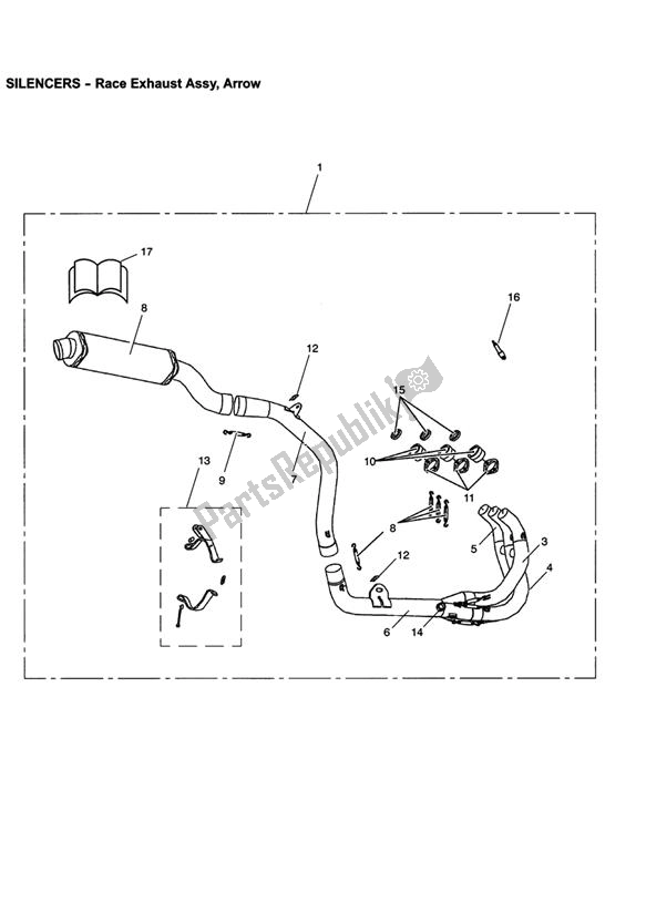 Todas las partes para Race Exhaust Assy, Arrow de Triumph Daytona 675 VIN: < 381274 2006 - 2008