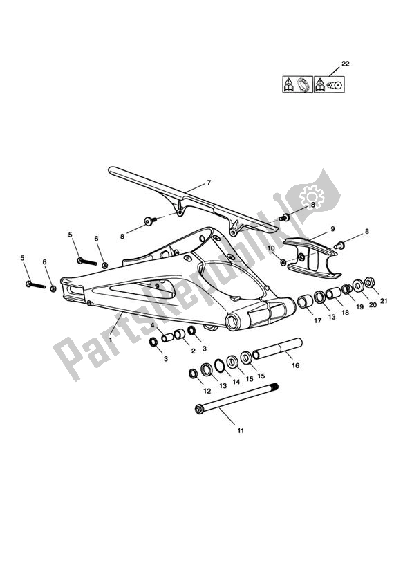 All parts for the Rear Swinging Arm of the Triumph Daytona 675 VIN: < 381274 2006 - 2008