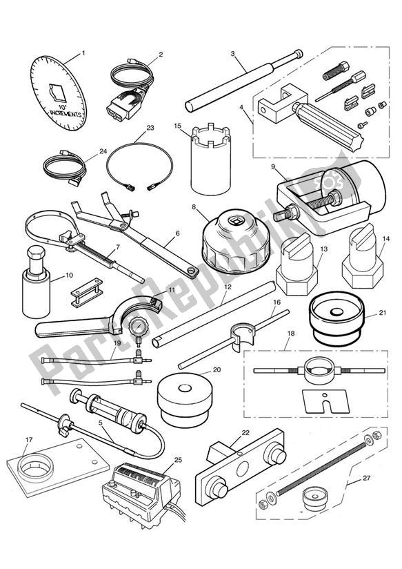 All parts for the Service Tools of the Triumph Daytona 675 VIN: < 381274 2006 - 2008