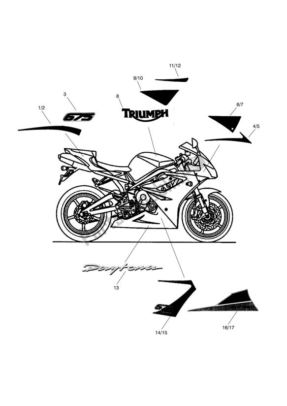 All parts for the Bodywork - Decals - Special Edition 2; 440190 > of the Triumph Daytona 675 VIN: 381275-VIN: 564947 2009 - 2012