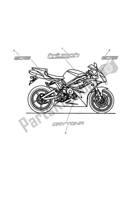 Tutte le parti per il Bodywork - Decals; 498021 > 540562 (including 540615 & 540625) del Triumph Daytona 675 VIN: 381275-VIN: 564947 2009 - 2012