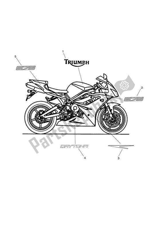 Tutte le parti per il Bodywork - Decals; 540563 > (except 540615 & 540625) del Triumph Daytona 675 VIN: 381275-VIN: 564947 2009 - 2012