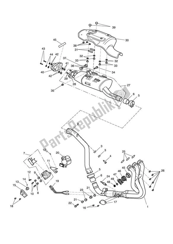 Toutes les pièces pour le Système D'échappement du Triumph Daytona 675 VIN: 381275-VIN: 564947 2009 - 2012