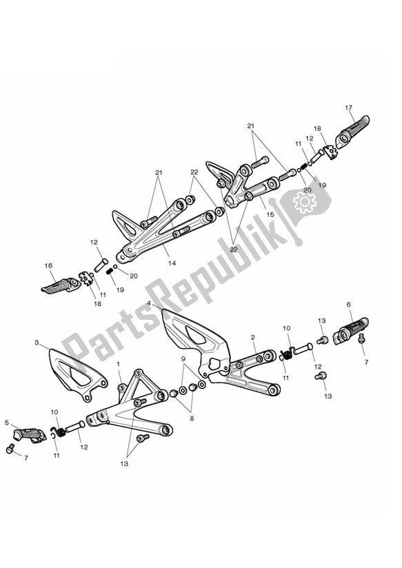 All parts for the Footrests & Mountings of the Triumph Daytona 675 VIN: 381275-VIN: 564947 2009 - 2012