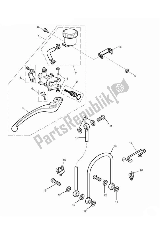 All parts for the Front Brake Master Cylinder & Hoses - Excluding 675r of the Triumph Daytona 675 VIN: 381275-VIN: 564947 2009 - 2012