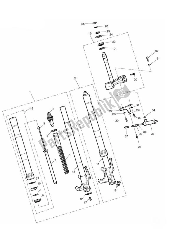 Todas las partes para Front Forks & Yokes - Excluding 675r de Triumph Daytona 675 VIN: 381275-VIN: 564947 2009 - 2012