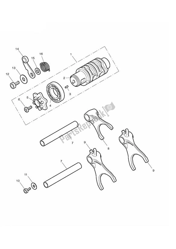 Toutes les pièces pour le Tambour Sélecteur De Vitesse du Triumph Daytona 675 VIN: 381275-VIN: 564947 2009 - 2012