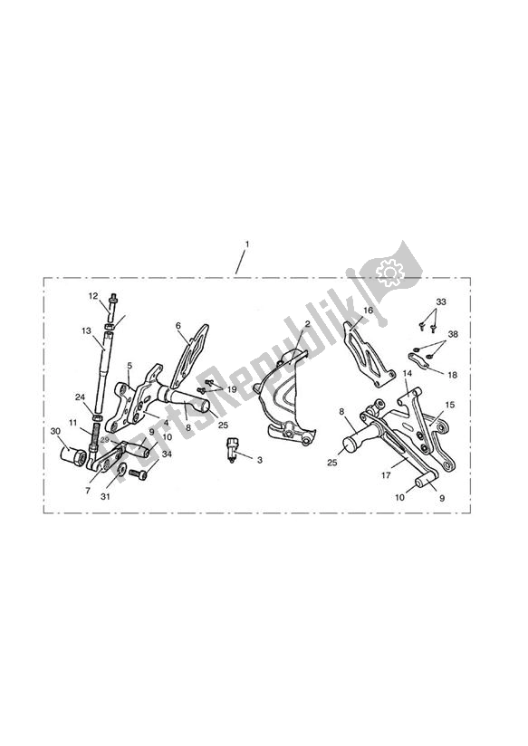 Alle onderdelen voor de Rear Sets, Arrow, Race van de Triumph Daytona 675 VIN: 381275-VIN: 564947 2009 - 2012