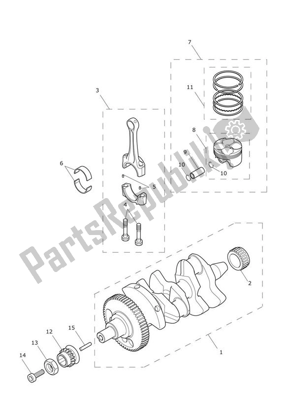 Toutes les pièces pour le Vilebrequin, Bielles, Pistons Et Chemises du Triumph Daytona 675R VIN: > 564948 2013 - 2014