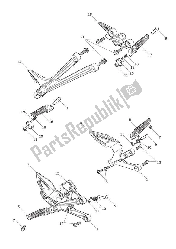 All parts for the Footrests & Mountings of the Triumph Daytona 675R VIN: > 564948 2013 - 2014