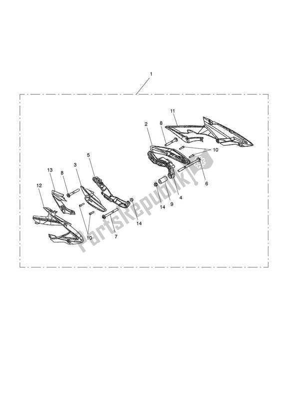 All parts for the Frame Protector Kit of the Triumph Daytona 675R VIN: > 564948 2013 - 2014