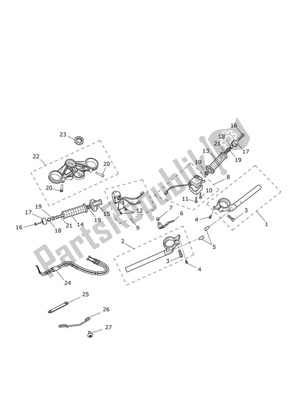 Todas las partes para Manillares E Interruptores de Triumph Daytona 675R VIN: > 564948 2013 - 2014