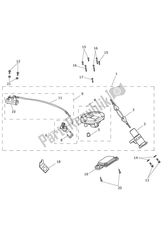 All parts for the Ignition Switch & Lockset of the Triumph Daytona 675R VIN: > 564948 2013 - 2014