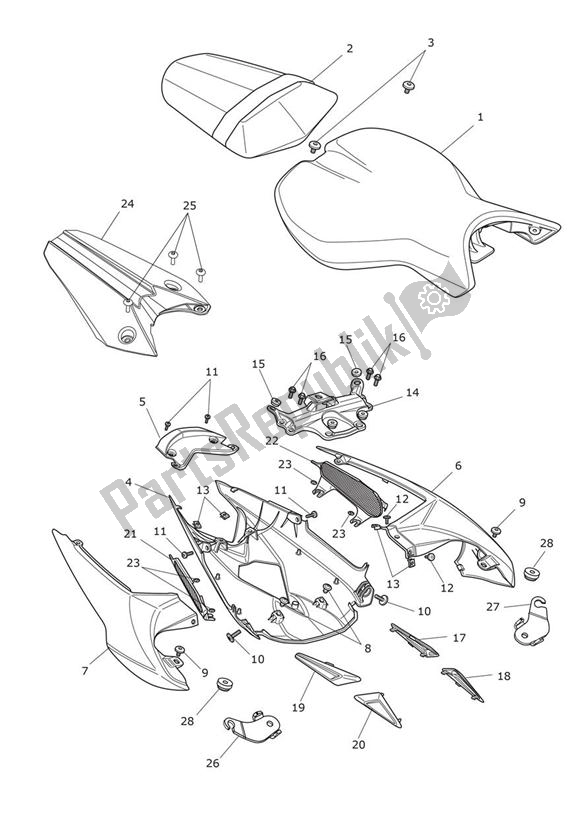 All parts for the Rear Bodywork & Seat of the Triumph Daytona 675R VIN: > 564948 2013 - 2014