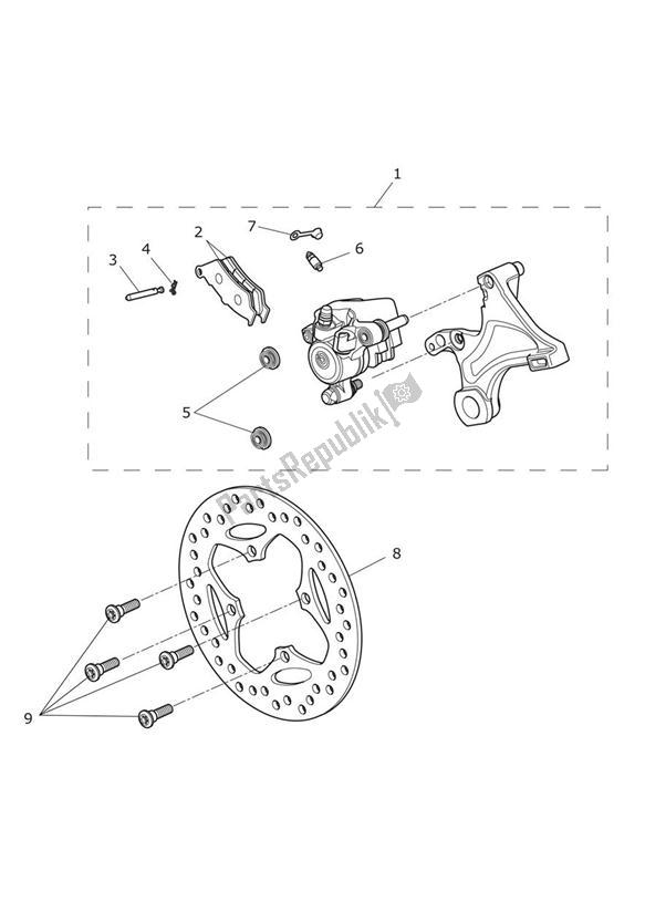 All parts for the Rear Brake & Disc of the Triumph Daytona 675R VIN: > 564948 2013 - 2014