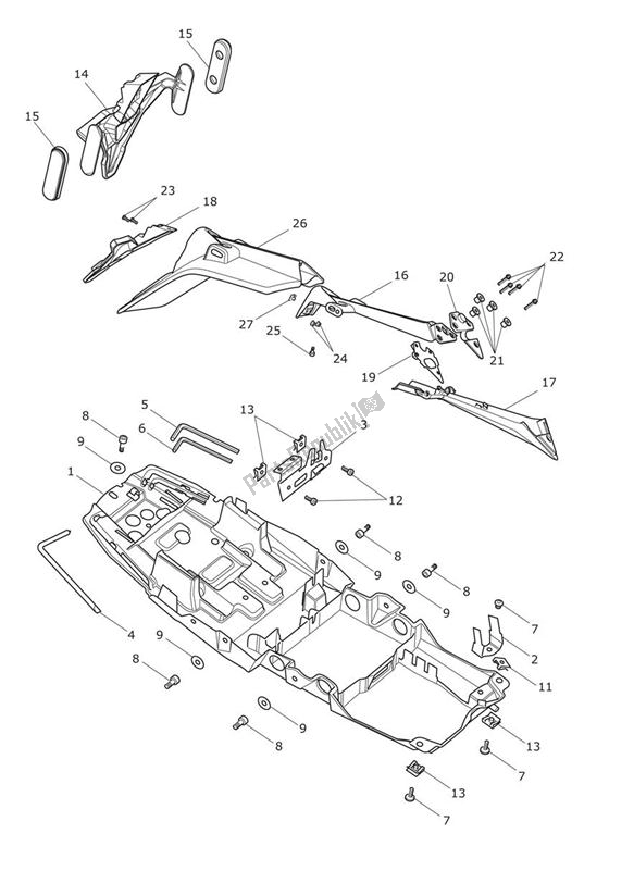 Toutes les pièces pour le Rear Mudguard & No Plate Brkt du Triumph Daytona 675R VIN: > 564948 2013 - 2014