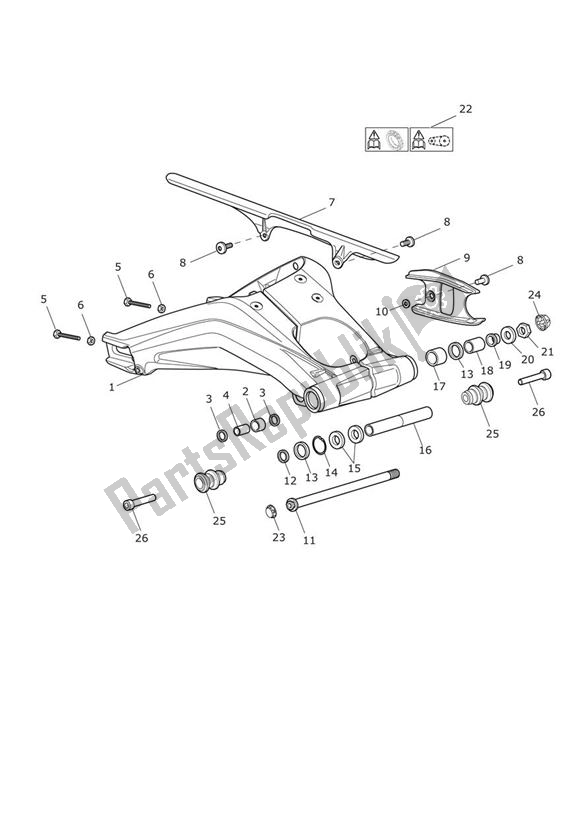 Todas las partes para Basculante Trasero de Triumph Daytona 675R VIN: > 564948 2013 - 2014