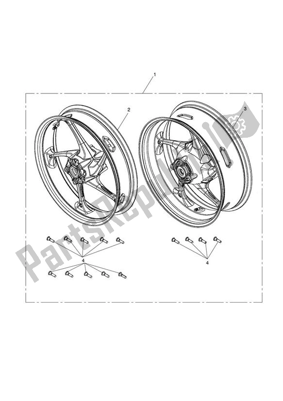 All parts for the Wheel Kit Pair of the Triumph Daytona 675R VIN: > 564948 2013 - 2014