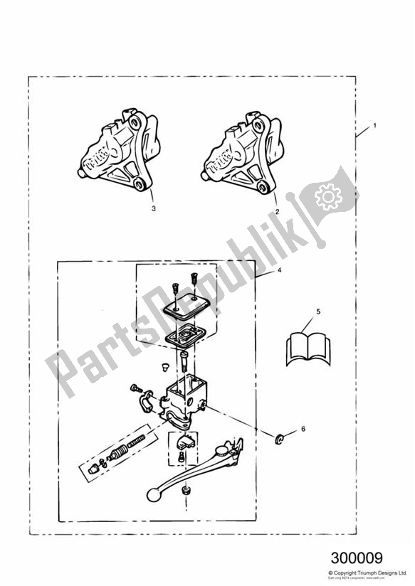 Todas las partes para 6 Piston Caliper Kit de Triumph Daytona 750 & 1000 1992 - 1995