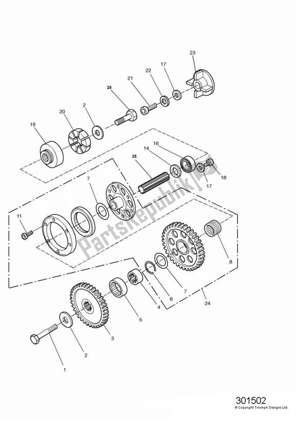 Todas las partes para Alternator/ Starter Drive Gears de Triumph Daytona 750 & 1000 1992 - 1995